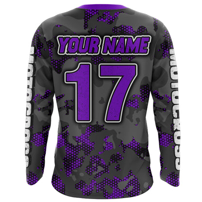 Motocross Jersey Purple Upf30+ Dirt Bike MX Racing Kid Men Women Motorcycle Shirt XM112