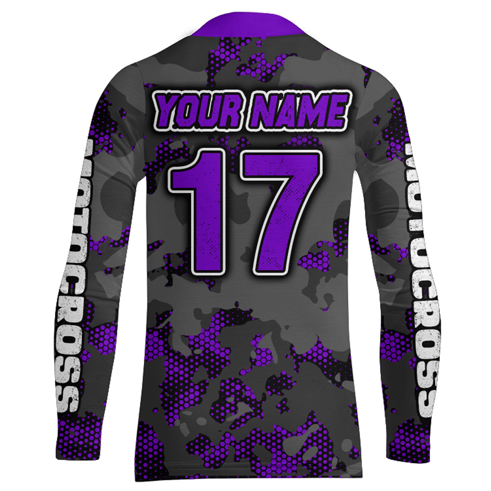 Motocross Jersey Purple Upf30+ Dirt Bike MX Racing Kid Men Women Motorcycle Shirt XM112
