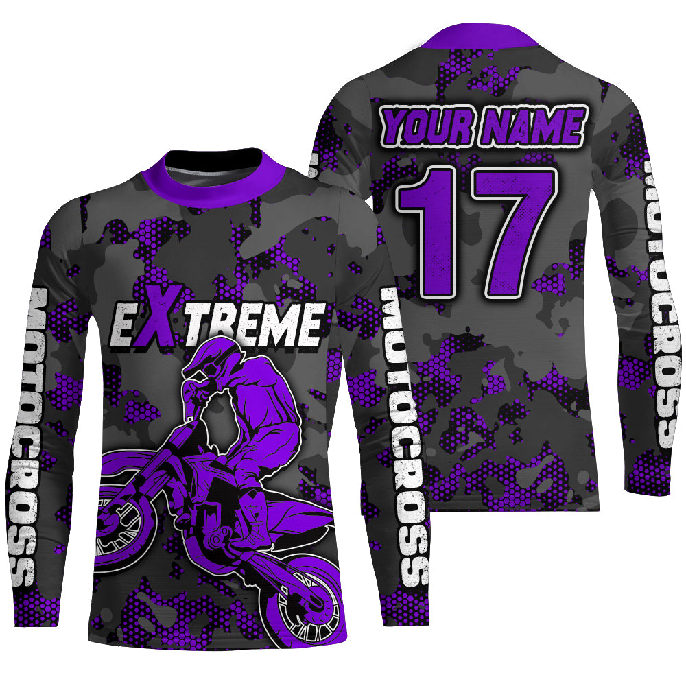 Motocross Jersey Purple Upf30+ Dirt Bike MX Racing Kid Men Women Motorcycle Shirt XM112