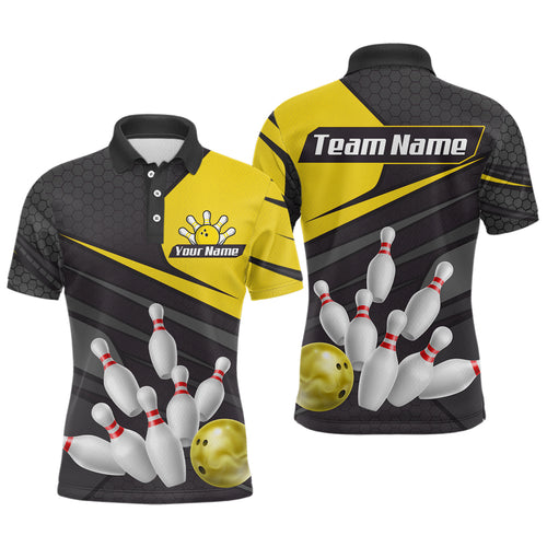 Yellow Bowling Shirt for Men&Women Team Bowling Jersey Colorful Bowling Polo & 1/4 Zip MBL49