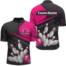 Load image into Gallery viewer, Pink Bowling Shirt for Men&amp;Women Team Bowling Jersey Colorful Bowling Polo &amp; 1/4 Zip MBL49