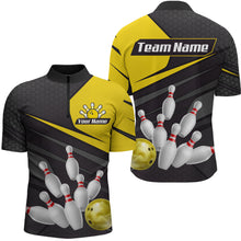 Load image into Gallery viewer, Yellow Bowling Shirt for Men&amp;Women Team Bowling Jersey Colorful Bowling Polo &amp; 1/4 Zip MBL49