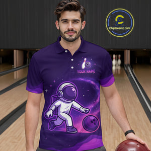 Astronaut Purple Bowling Shirts for Women Men Team Custom Galaxy Bowling Jerseys MBL168