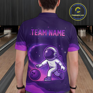 Astronaut Purple Bowling Shirts for Women Men Team Custom Galaxy Bowling Jerseys MBL168
