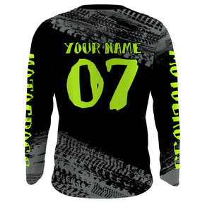 Motocross Jersey Kid Men Dirt Bike Racing Shirt Upf30+ Off-road Motorcycle Jersey Lime Green XM202