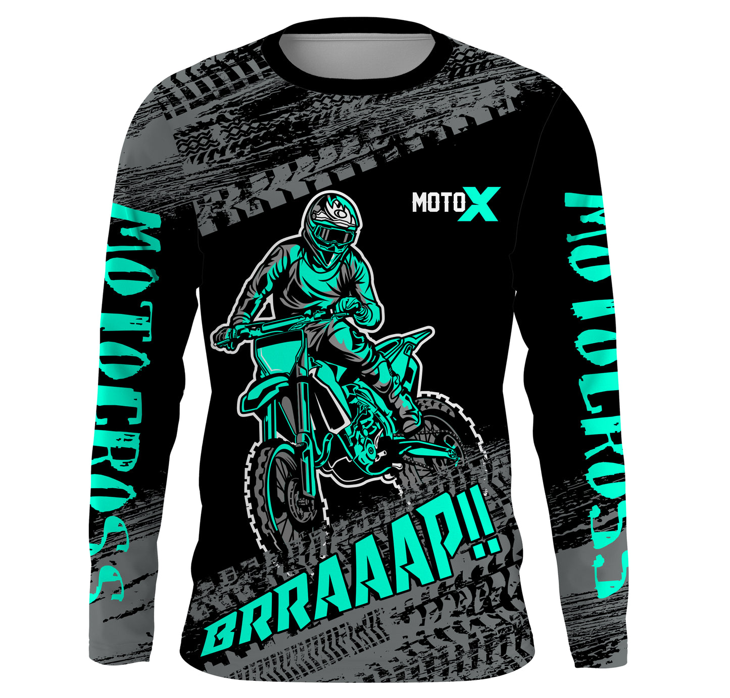 Motocross Jersey Kid Men Dirt Bike Racing Shirt Upf30+ Off-road Motorcycle Jersey Turquoise XM202