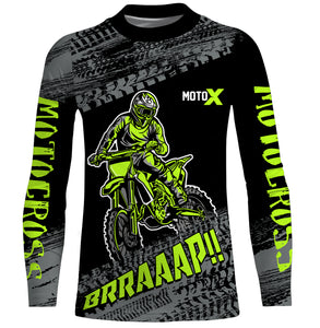 Motocross Jersey Kid Men Dirt Bike Racing Shirt Upf30+ Off-road Motorcycle Jersey Lime Green XM202