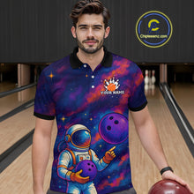 Load image into Gallery viewer, Astronaut Bowling Shirts for Women Men Team Custom Galaxy Bowling Polo and 1/4 Zip MBL172