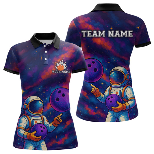 Astronaut Bowling Shirts for Women Men Team Custom Galaxy Bowling Polo and 1/4 Zip MBL172