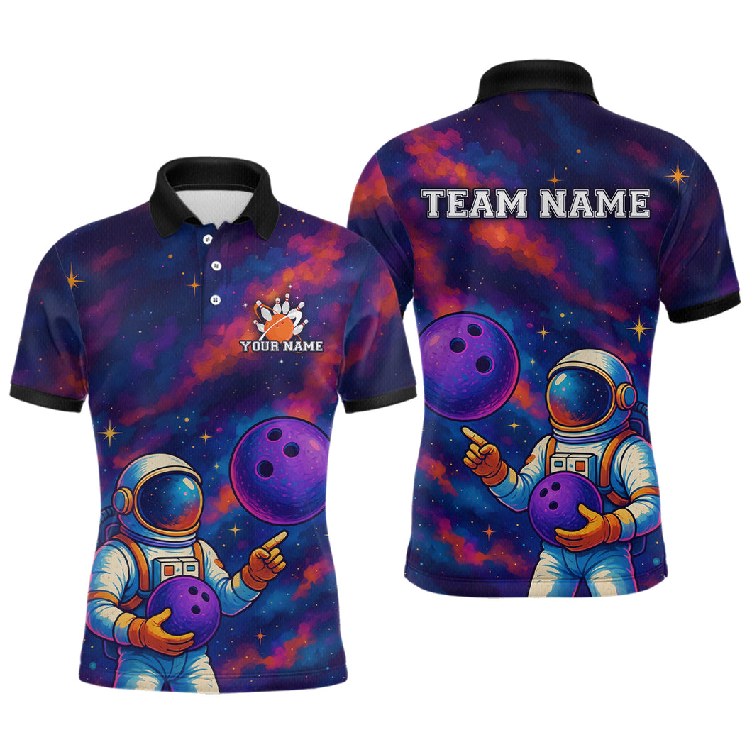 Astronaut Bowling Shirts for Women Men Team Custom Galaxy Bowling Polo and 1/4 Zip MBL172