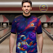 Load image into Gallery viewer, Astronaut Bowling Shirts for Women Men Team Custom Galaxy Bowling Polo and 1/4 Zip MBL172