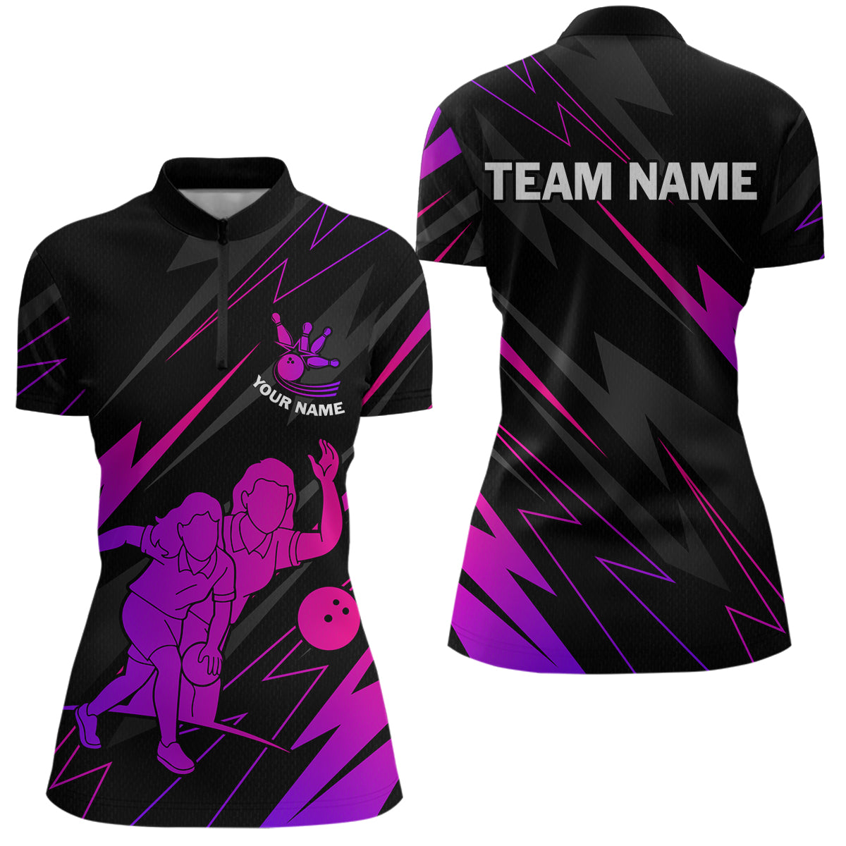 Purple Bowling Shirts for Women Men Custom Team Bowling Jerseys Personalized MBL175