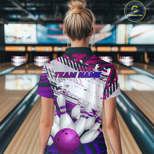Load image into Gallery viewer, Purple Bowling Shirts for Women Men Custom Team Bowling Jerseys Polo&amp;1/4 Zip Shirt MBL176