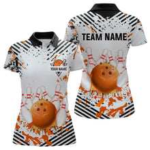 Load image into Gallery viewer, Orange Bowling Shirts Custom Watercolor Bowling Jersey for Men Women with Team Name MBL53