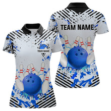 Load image into Gallery viewer, Blue Bowling Shirts Custom Watercolor Bowling Jersey for Men Women with Team Name MBL53