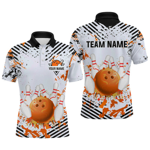 Orange Bowling Shirts Custom Watercolor Bowling Jersey for Men Women with Team Name MBL53