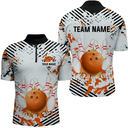 Orange Bowling Shirts Custom Watercolor Bowling Jersey for Men Women with Team Name MBL53