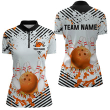 Load image into Gallery viewer, Orange Bowling Shirts Custom Watercolor Bowling Jersey for Men Women with Team Name MBL53