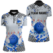 Load image into Gallery viewer, Blue Bowling Shirts Custom Watercolor Bowling Jersey for Men Women with Team Name MBL53