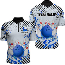 Load image into Gallery viewer, Blue Bowling Shirts Custom Watercolor Bowling Jersey for Men Women with Team Name MBL53