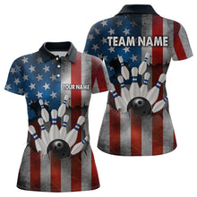 Load image into Gallery viewer, Custom American Flag Bowling Shirts for Men and Women Patriotic Bowling Polo&amp; 1/4 Zip MBL54
