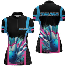 Load image into Gallery viewer, Pink&amp;Blue Bowling Shirt for Men Women Team Bowling Jersey Bowling Polo &amp; 1/4 Zip MBL57