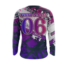 Load image into Gallery viewer, Extreme Motocross Jersey Personalized UPF30+ Kids Mens Dirt Bike Jersey Extreme Racing Shirt Purple XM37