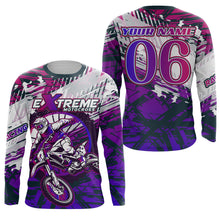 Load image into Gallery viewer, Extreme Motocross Jersey Personalized UPF30+ Kids Mens Dirt Bike Jersey Extreme Racing Shirt Purple XM37