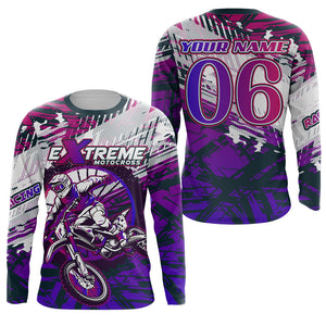 Extreme Motocross Jersey Personalized UPF30+ Kids Mens Dirt Bike Jersey Extreme Racing Shirt Purple XM37