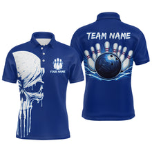Load image into Gallery viewer, Custom Skull Bowling Shirt Blue Bowling Jersey for Men Women Team Polo&amp;1/4 Zip MBL58