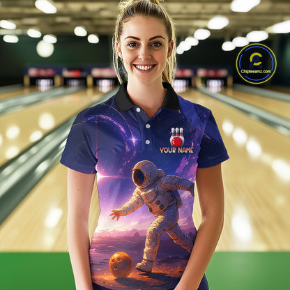 Custom Astronaut Bowling Shirts for Men Women Team Bowling Polo & Quarter Zip Shirts MBL154