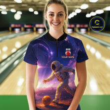 Load image into Gallery viewer, Custom Astronaut Bowling Shirts for Men Women Team Bowling Polo &amp; Quarter Zip Shirts MBL154