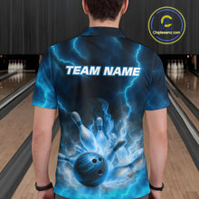 Load image into Gallery viewer, Lightning Blue Bowling Shirts for Women Men Custom Team Bowling Polo &amp; Quarter Zip MBL131