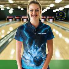 Load image into Gallery viewer, Lightning Blue Bowling Shirts for Women Men Custom Team Bowling Polo &amp; Quarter Zip MBL131