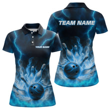 Load image into Gallery viewer, Lightning Blue Bowling Shirts for Women Men Custom Team Bowling Polo &amp; Quarter Zip MBL131