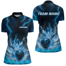 Load image into Gallery viewer, Lightning Blue Bowling Shirts for Women Men Custom Team Bowling Polo &amp; Quarter Zip MBL131