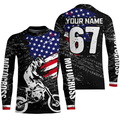 American Flag Motocross Jersey UPF30+ Patriotic Dirt Bike Racing Shirt Adult Youth Off-road XM121