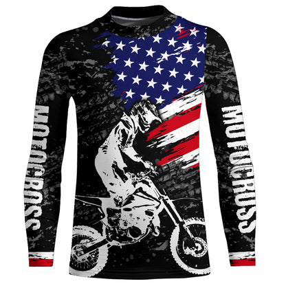 American Flag Motocross Jersey UPF30+ Patriotic Dirt Bike Racing Shirt Adult Youth Off-road XM121