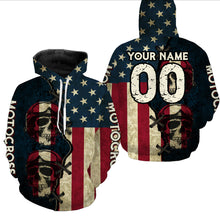 Load image into Gallery viewer, Skull Motocross Hoodie For Biker Men Women Patriotic Motorcycle Dirt Bike Hoodie MH08