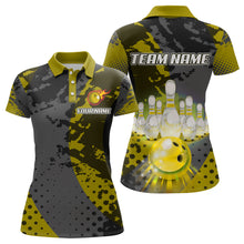 Load image into Gallery viewer, Fire Bowling Shirt Custom Yellow Bowling Jersey for Men Women with Team Name MBL63