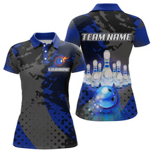 Load image into Gallery viewer, Fire Bowling Shirt Custom Blue Bowling Jersey for Men Women with Team Name MBL63