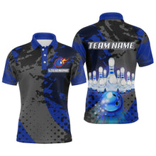 Load image into Gallery viewer, Fire Bowling Shirt Custom Blue Bowling Jersey for Men Women with Team Name MBL63