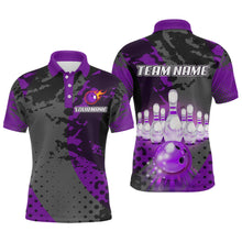 Load image into Gallery viewer, Fire Bowling Shirt Custom Purple Bowling Jersey for Men Women with Team Name MBL63