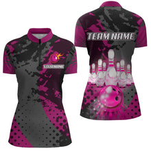 Load image into Gallery viewer, Fire Bowling Shirt Custom Pink Bowling Jersey for Men Women with Team Name MBL63