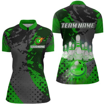 Load image into Gallery viewer, Fire Bowling Shirt Custom Green Bowling Jersey for Men Women with Team Name MBL63