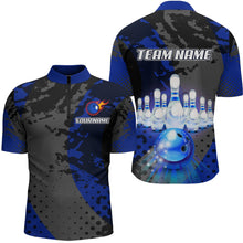 Load image into Gallery viewer, Fire Bowling Shirt Custom Blue Bowling Jersey for Men Women with Team Name MBL63