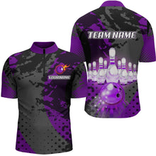 Load image into Gallery viewer, Fire Bowling Shirt Custom Purple Bowling Jersey for Men Women with Team Name MBL63