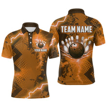 Load image into Gallery viewer, Thunder Lightning Bowling Shirt Orange Bowling Jersey Men Women Team Bowling Shirts MBL64