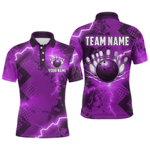Load image into Gallery viewer, Thunder Lightning Bowling Shirt Purple Bowling Jersey Men Women Team Bowling Shirts MBL64