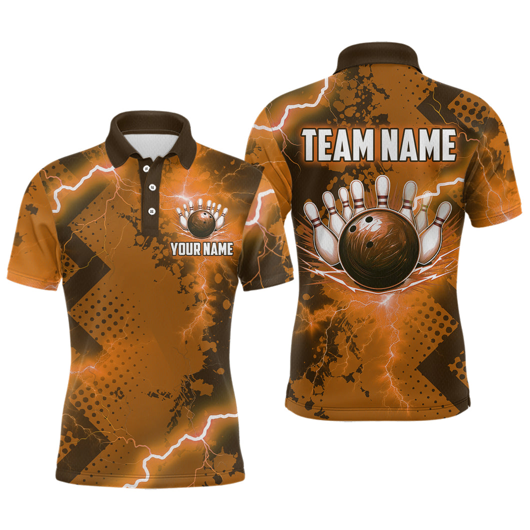 Thunder Lightning Bowling Shirt Orange Bowling Jersey Men Women Team Bowling Shirts MBL64